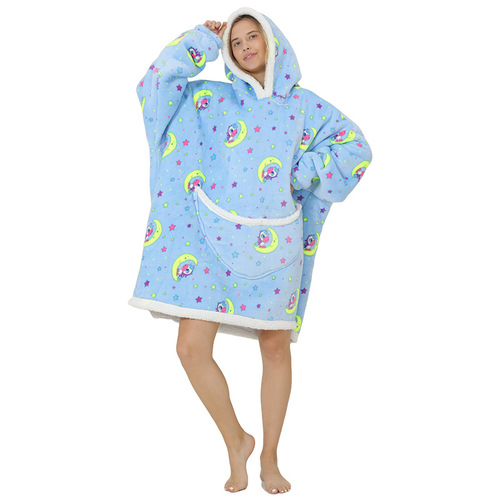 2023   Wearable Fleece Puffy Glow Giant Hoodie Blanket For Kids And Adult Sherpa Oversized Hooded