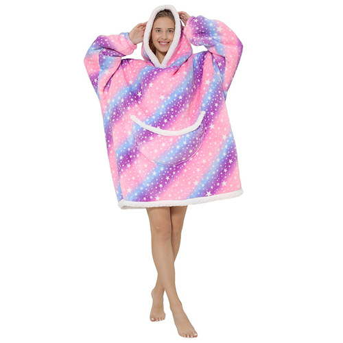 2023   Wearable Fleece Puffy Glow Giant Hoodie Blanket For Kids And Adult Sherpa Oversized Hooded
