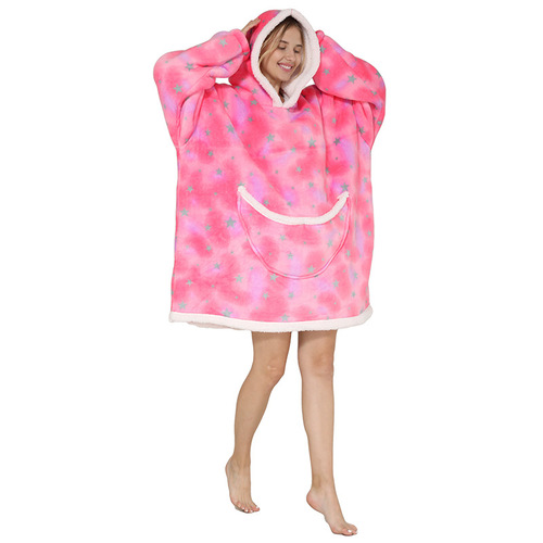 2023   Wearable Fleece Puffy Glow Giant Hoodie Blanket For Kids And Adult Sherpa Oversized Hooded