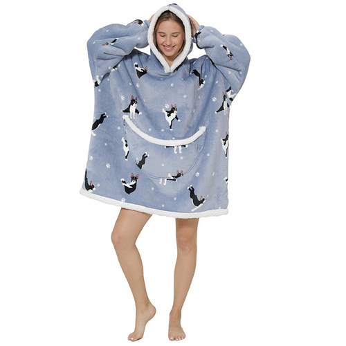 2023   Wearable Fleece Puffy Glow Giant Hoodie Blanket For Kids And Adult Sherpa Oversized Hooded