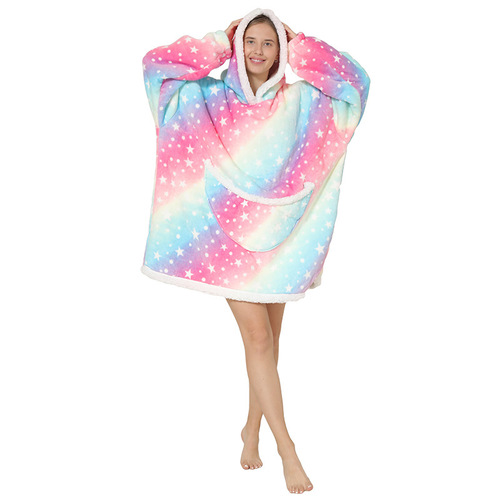 2023   Wearable Fleece Puffy Glow Giant Hoodie Blanket For Kids And Adult Sherpa Oversized Hooded