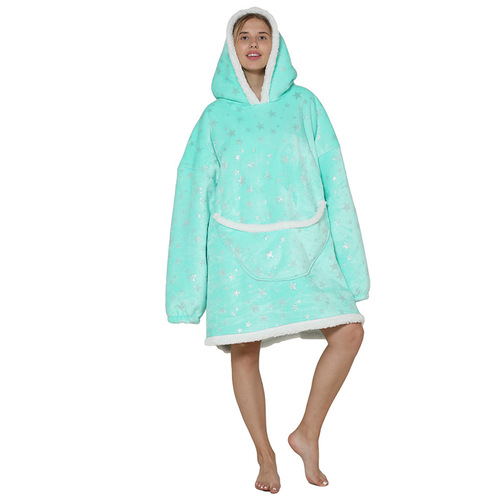 2023   Wearable Fleece Puffy Glow Giant Hoodie Blanket For Kids And Adult Sherpa Oversized Hooded