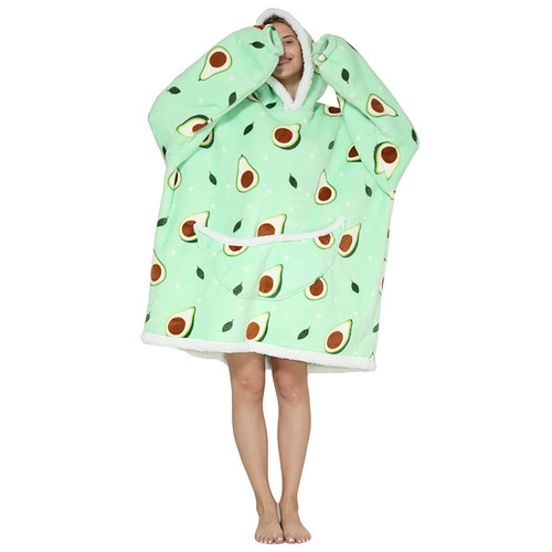 2023   Wearable Fleece Puffy Glow Giant Hoodie Blanket For Kids And Adult Sherpa Oversized Hooded