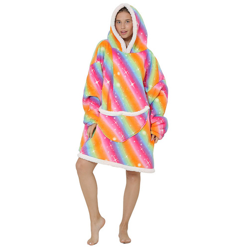 2023   Wearable Fleece Puffy Glow Giant Hoodie Blanket For Kids And Adult Sherpa Oversized Hooded