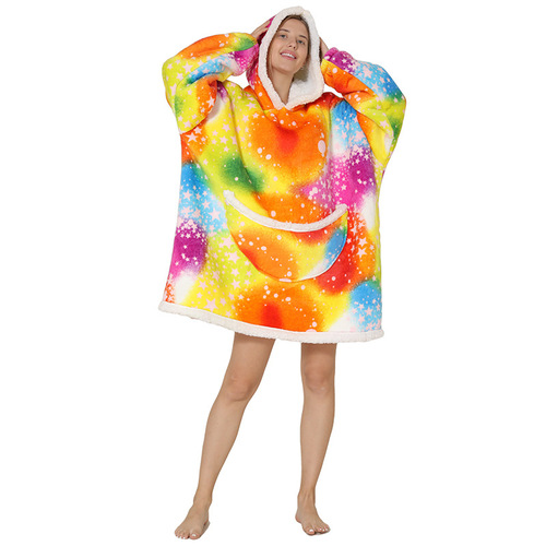 2023   Wearable Fleece Puffy Glow Giant Hoodie Blanket For Kids And Adult Sherpa Oversized Hooded