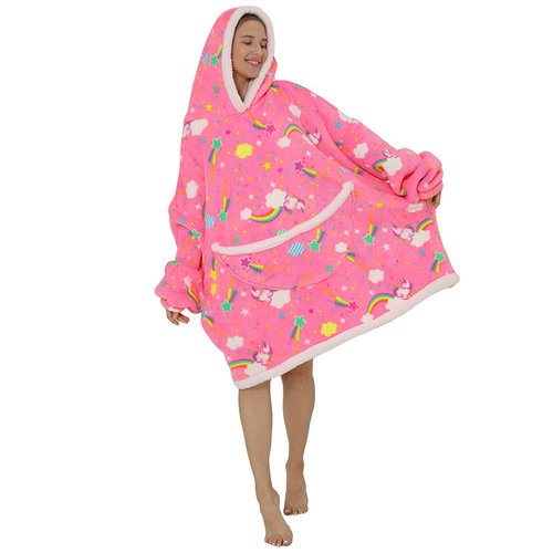 2023   Wearable Fleece Puffy Glow Giant Hoodie Blanket For Kids And Adult Sherpa Oversized Hooded