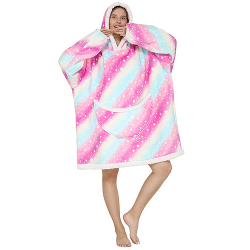 2023   Wearable Fleece Puffy Glow Giant Hoodie Blanket For Kids And Adult Sherpa Oversized Hooded