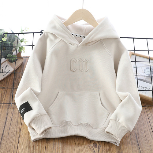  Fashion Embroidery Hooded Sweatshirt Youth Children High Quality Cotton Stringless Pullover Hoodie For Boys Ki
