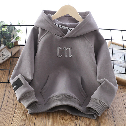  Fashion Embroidery Hooded Sweatshirt Youth Children High Quality Cotton Stringless Pullover Hoodie For Boys Ki