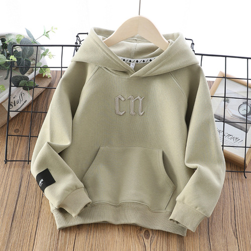  Fashion Embroidery Hooded Sweatshirt Youth Children High Quality Cotton Stringless Pullover Hoodie For Boys Ki