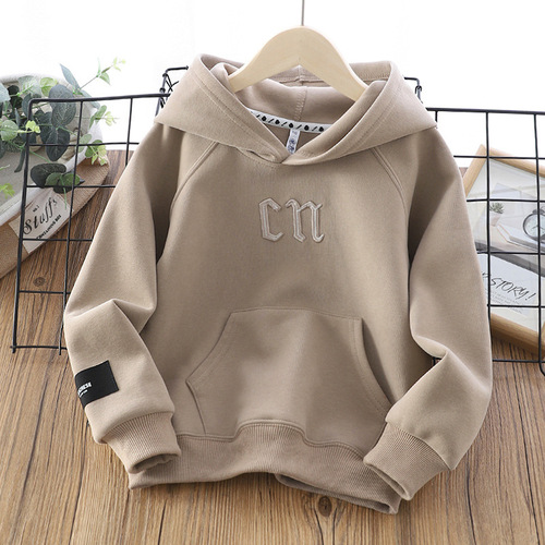  Fashion Embroidery Hooded Sweatshirt Youth Children High Quality Cotton Stringless Pullover Hoodie For Boys Ki