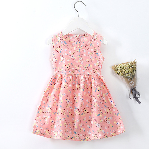 Girls dress 2021 summer kids clothing sweet baby girls floral dress B045