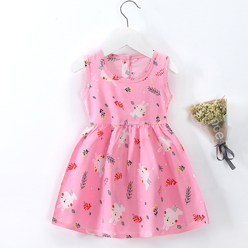 Girls dress 2021 summer kids clothing sweet baby girls floral dress B045