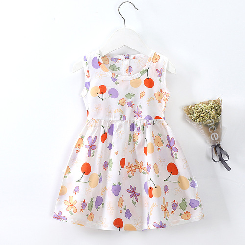 Girls dress 2021 summer kids clothing sweet baby girls floral dress B045