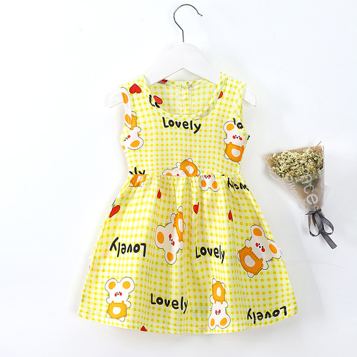 Girls dress 2021 summer kids clothing sweet baby girls floral dress B045