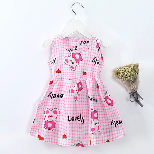 Girls dress 2021 summer kids clothing sweet baby girls floral dress B045