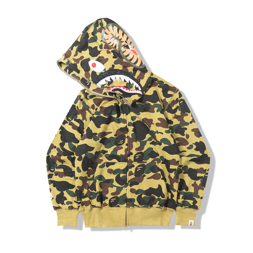 Original edition bathing ape shark camo zip up streetwear outfit hip hop Sweatshirt men women unisex bapes hoodie