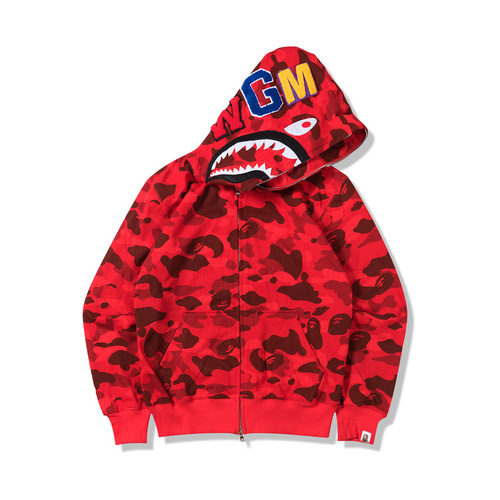 Original edition bathing ape shark camo zip up streetwear outfit hip hop Sweatshirt men women unisex bapes hoodie