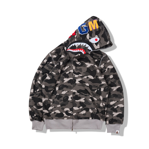 Original edition bathing ape shark camo zip up streetwear outfit hip hop Sweatshirt men women unisex bapes hoodie