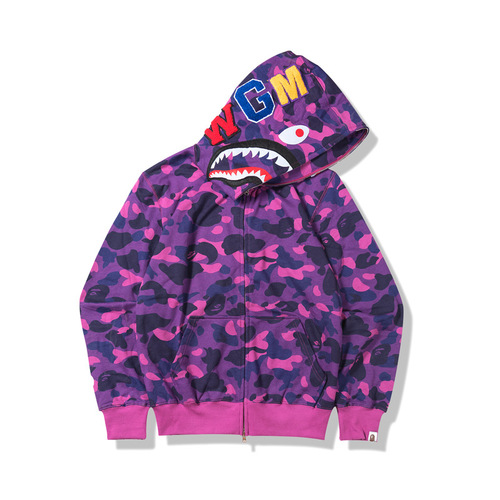 Original edition bathing ape shark camo zip up streetwear outfit hip hop Sweatshirt men women unisex bapes hoodie