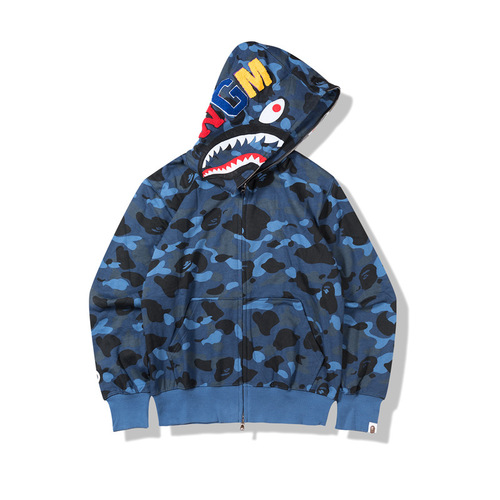Original edition bathing ape shark camo zip up streetwear outfit hip hop Sweatshirt men women unisex bapes hoodie