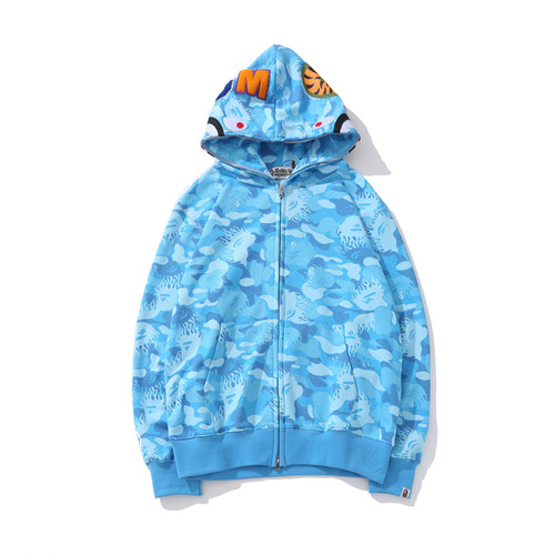Original edition bathing ape shark camo zip up streetwear outfit hip hop Sweatshirt men women unisex bapes hoodie