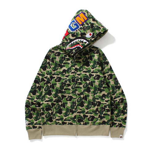 Original edition bathing ape shark camo zip up streetwear outfit hip hop Sweatshirt men women unisex bapes hoodie