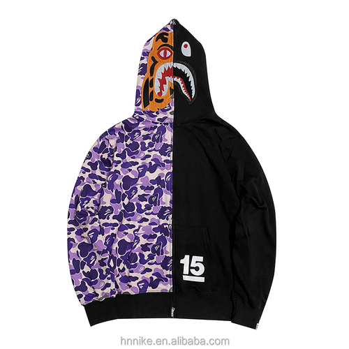 Original edition bathing ape shark camo zip up streetwear outfit hip hop Sweatshirt men women unisex bapes hoodie