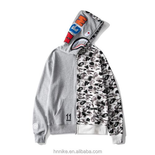 Original edition bathing ape shark camo zip up streetwear outfit hip hop Sweatshirt men women unisex bapes hoodie