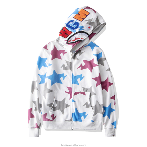 Original edition bathing ape shark camo zip up streetwear outfit hip hop Sweatshirt men women unisex bapes hoodie