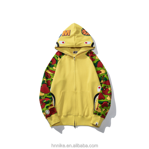 Original edition bathing ape shark camo zip up streetwear outfit hip hop Sweatshirt men women unisex bapes hoodie