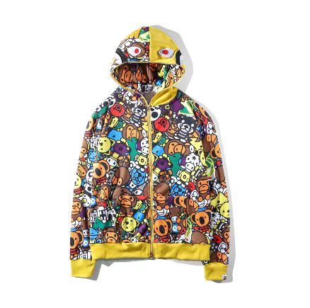 Original edition bathing ape shark camo zip up streetwear outfit hip hop Sweatshirt men women unisex bapes hoodie