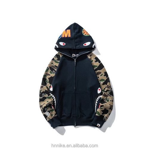 Original edition bathing ape shark camo zip up streetwear outfit hip hop Sweatshirt men women unisex bapes hoodie
