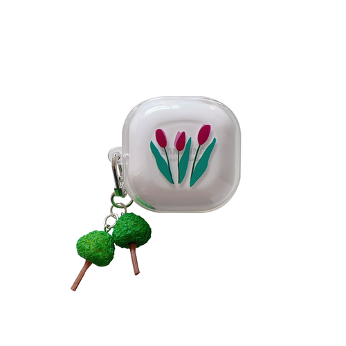 2021 New Flower Earphone Case for Samsung Buds Live CaseTransparent TPU shell Headphone With keychain