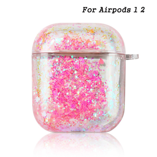 Luxury Girly Support Wireless Charging Sublimation Protective Headphone Case Unique Liquid Quicksand Earphone Case For A