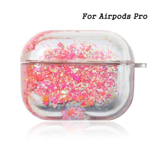 Luxury Girly Support Wireless Charging Sublimation Protective Headphone Case Unique Liquid Quicksand Earphone Case For A