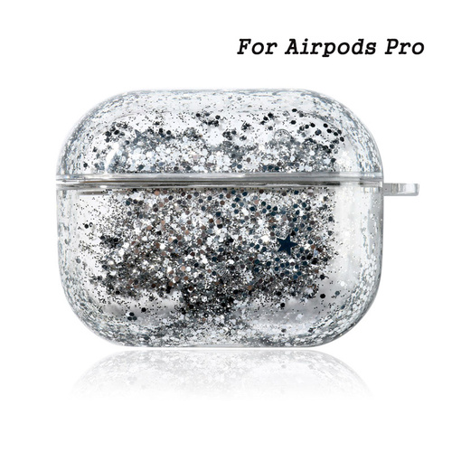 Luxury Girly Support Wireless Charging Sublimation Protective Headphone Case Unique Liquid Quicksand Earphone Case For A