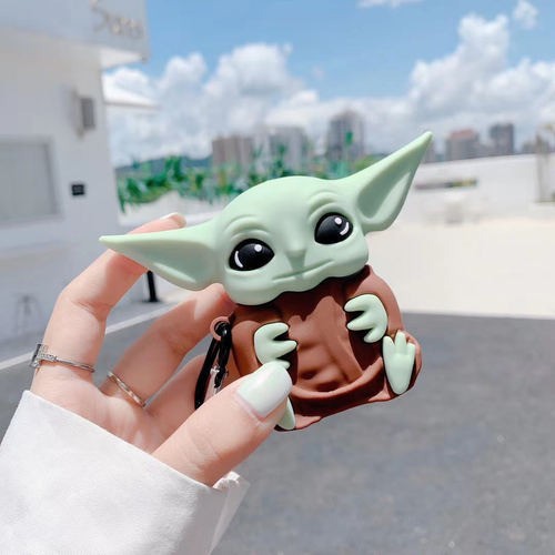 3D Cartoon Cute Wireless Earphone Case Silicone Charging Headphones Case Protective Cover Baby Yoda Case for AirPods 1 2