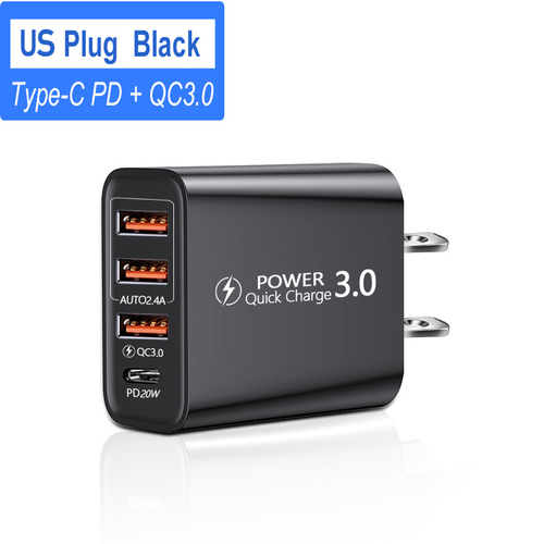 Travel Charger US Regulation EU Regulation UK Regulation 3USB+Type-C Charging Head 3USB+PD Multi-Mobile Phone Adt Charge
