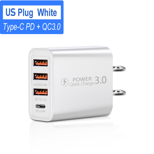Travel Charger US Regulation EU Regulation UK Regulation 3USB+Type-C Charging Head 3USB+PD Multi-Mobile Phone Adt Charge