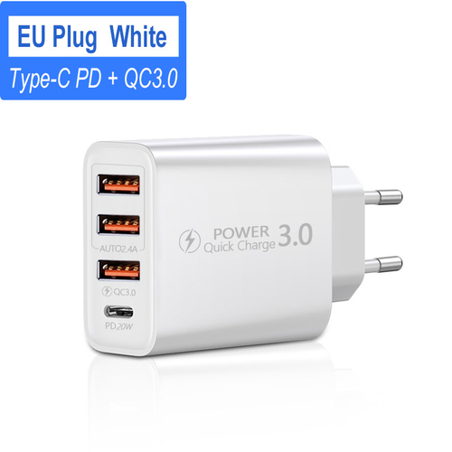 Travel Charger US Regulation EU Regulation UK Regulation 3USB+Type-C Charging Head 3USB+PD Multi-Mobile Phone Adt Charge