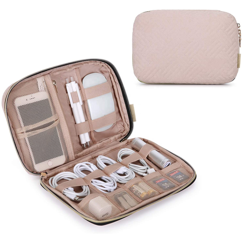 Quilted Design Electronic Organizer Small Travel Cable Organizer Bag Portable Charger Case Bag for USB SD Card Cable Pho