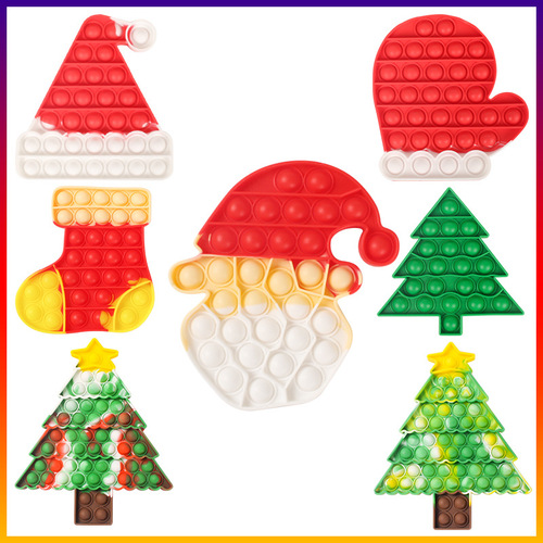 Christmas Pop Push Its Fidget Toys,Simple Dimple Christmas Party Decor Santa Claus Christmas Tree Decoration