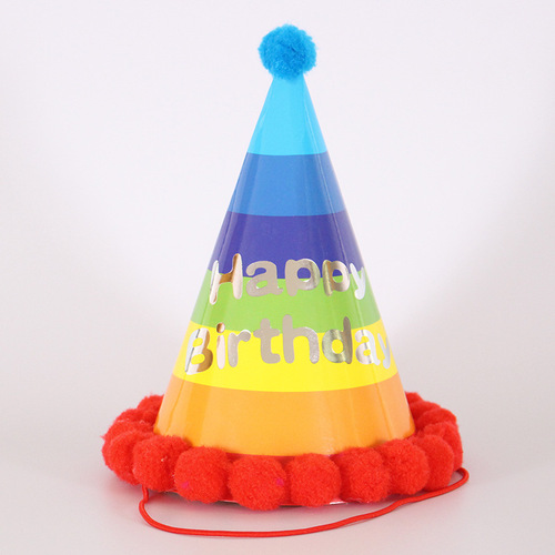 Newest selling multi color stitching izable pattern printing topper rainbow party birthday hat