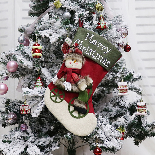 2021 Uilt Christmas Gift Stocking Bulk New Santa Christmas Decoration Supplies Plush Felt Velvet Christmas Stocking