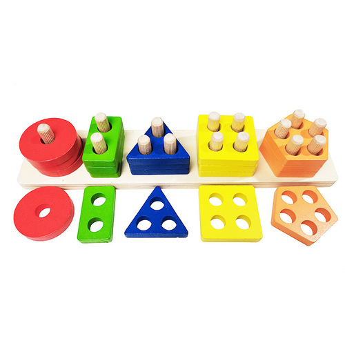 Geometric Shape Recognition Column Wooden Montessori Toys Matching Blocks Other Educational Toys For Kids Early Educatio