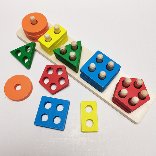 Geometric Shape Recognition Column Wooden Montessori Toys Matching Blocks Other Educational Toys For Kids Early Educatio