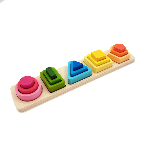 Geometric Shape Recognition Column Wooden Montessori Toys Matching Blocks Other Educational Toys For Kids Early Educatio