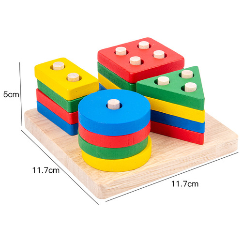 Geometric Shape Recognition Column Wooden Montessori Toys Matching Blocks Other Educational Toys For Kids Early Educatio