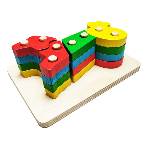 Geometric Shape Recognition Column Wooden Montessori Toys Matching Blocks Other Educational Toys For Kids Early Educatio